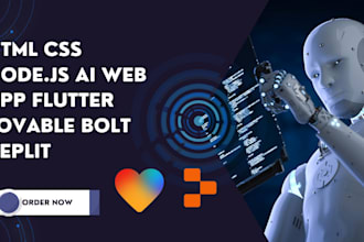 create HTML css node js ai web app using lovable bolt replit