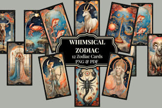 create  unique tarot, zodiac, oracle, or custom tcg card designs
