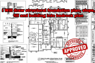 draw structural foundation plan, slope, fill and building into bedrock plan