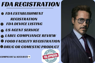 handle fda facility registration, device listing, and 510k dossier preparation