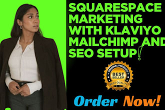 do squarespace marketing with klaviyo mailchimp email flows and SEO setup
