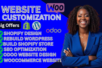 build develop redesign wordpress woocommerce website design shopify odoo website