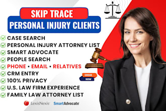 skip trace personal injury clients using lexis nexis and people search with case