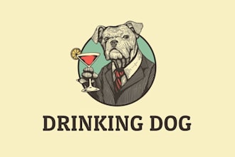 create a vintage hand drawn bar logo custom and pub branding