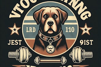 design high quality vintage dog training logo with t shirt design