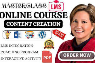 create masterclass course content ecourse for elearning website online course