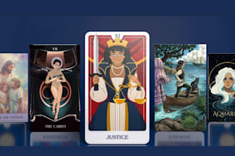 illustrate custom cards for tarot, zodiac, oracle playing card in any style