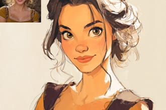 draw a portrait in semi realism disney cartoon style