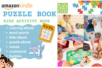 create puzzle book, kid activity book word search mazes crossword for amazon KDP