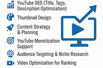 be your youtube expert for setup, SEO, and monetization