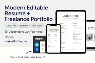 create a modern, professional, and editable resume design in canva