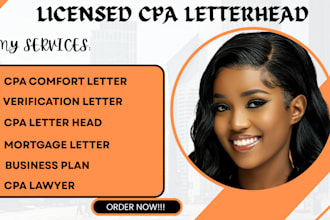 cpa head letter, cpa letterhead for income verification self employment or loan