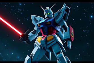 draw mecha gundam and humanoid character concept for you