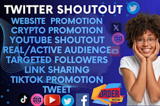 do viral twitter, tiktok shoutout, tweet website promotion for crypto project,yt