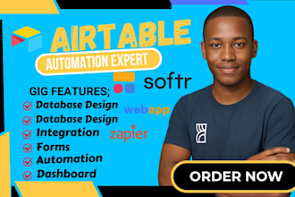 set up airtable interface automation, airtable database design, and crm