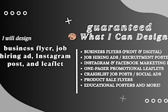design business flyer, job hiring ad, instagram post, and leaflet