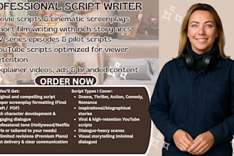 write movie, screenplay, short film or youtube script