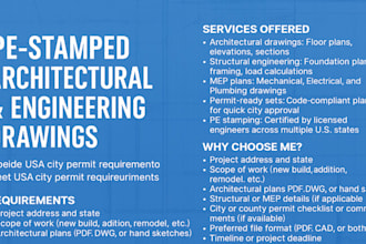 do architectural stamp engineering drawing  for alabama texas ohio city permit