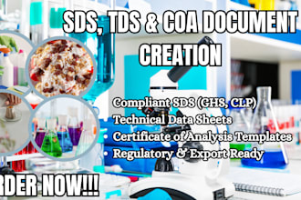 prepare sds, tds, and coa for your chemical product