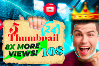 design 5 attractive clickbait thumbnail within 24 hr