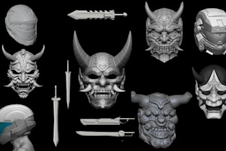 design 3d cosplay model 3d sword 3d mask 3d helmet 3d mask for 3d printing