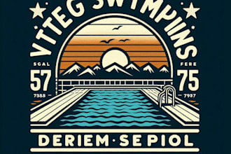 design high quality vintage swimming pool logo with t shirt design