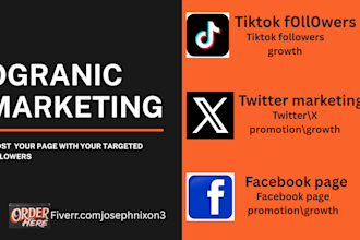 grow your followers on tiktok, facebook page instagram, twitter promotion