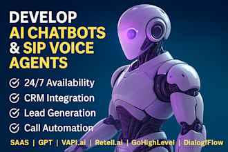 build ai chatbots, sip voice agents , saas bot with vapi, retell, ghl, gpt, CRM