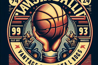 design high quality vintage basketball logo with t shirt design