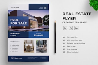 design eye catching real estate flyers, brochure design and business flyers