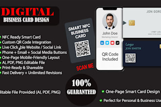 design a smart nfc digital business card with custom qr code