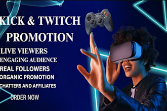 build your kick channel promotion to increase chatters, viewers, and followers