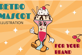 draw a retro style brand mascot for your product or packaging