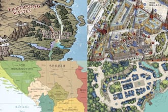 do fantasy map illustration world road map site map game map cartography design
