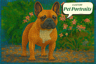 create custom ai pet portraits in pop art or mosaic styles