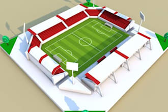 create 3d stadium design billboard sport facility gym indoor game with animation