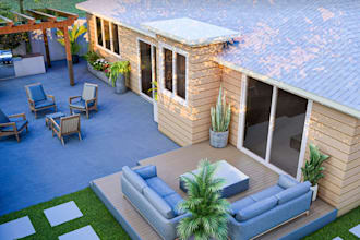remodel 3d exterior outdoor render, apartment patio, balcony relaxing,3d lumion