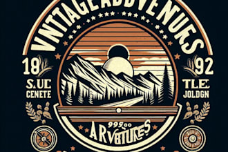 design high quality vintage adventures logo with t shirt design