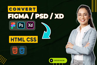 convert figma to html, psd to html, xd to html css responsive website
