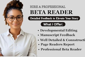 beta read and edit your full length novel, all genres