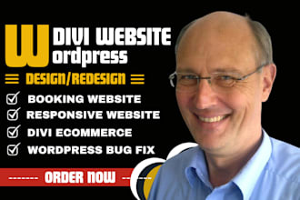 design wordpress divi website, divi theme, divi builder and divi expert