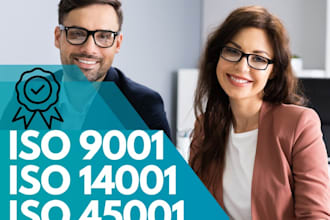 help you obtain iso 9001, 14001, 27001, 45001, 21001 certificates