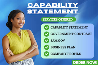 design a government capability statement for 501c3 nonprofit, sam, sba contracts