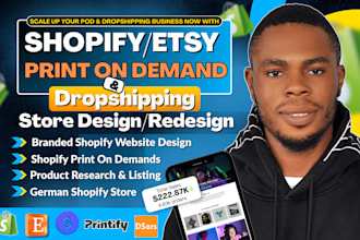 design shopify pod, etsy shop design, stan store setup or shopify store redesign