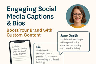 write social media captions, resumes, bios and blog posts
