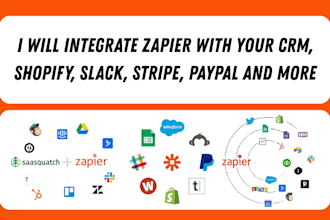 integrate zapier with your CRM, shopify, slack, stripe, paypal and more