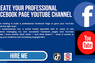 create professional facebook page and youtube channel