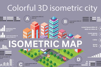 create custom vector map, isometric maps, city map design, map illustration