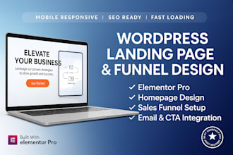 design a responsive wordpress landing page sales funnel homepage with elementor