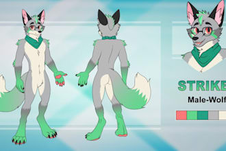 design  a detailed furry reference sheet, fursona sfw or nsfw anthro oc